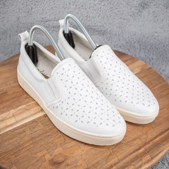 Fly London Shoes - FLY London Slip On Shoes Women's 8-8.5 (39) White Leather Perforated Loafers